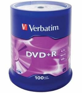 VERBATIM 43551 Verbatim DVD+R cake box 100 4.7GB 16x matt ezüst