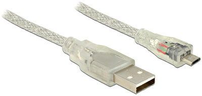 Delock 83898 USB 2.0 M - microUSB 2.0 M Adatkábel 1m - Áttetsző