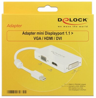 Delock 62630 mini Displayport v1.1 - VGA/HDMI/DVI adapter Fehér