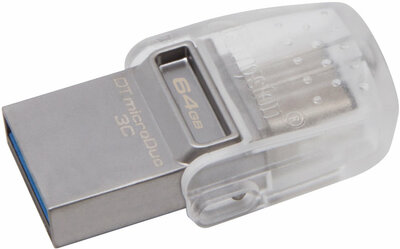 Kingston 64GB Data Traveler MicroDuo 3C USB 3.1 + USB Type-C pendrive átlátszó