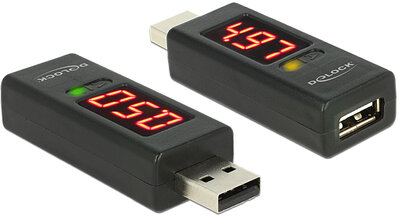 Delock (65569) USB 2.0 A dugó > A hüvely átalakító LED-es Volt és Amper kijelzővel
