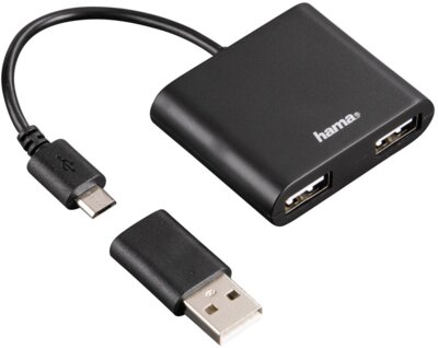Hama 54140 USB 2.0 OTG HUB (2+1 port) Fekete