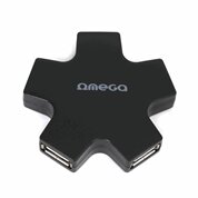 OMEGA USB 2.0 HUB 4 portos csillag alakú, fekete