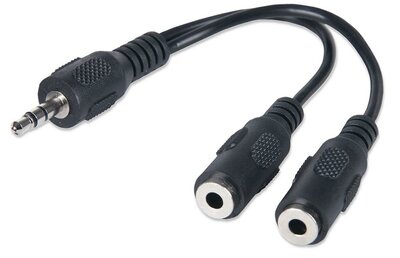 Manhattan Audio Y kábel, stereo, Jack 3.5 (apa) - 2x Jack 3.5 (anya), 15 cm