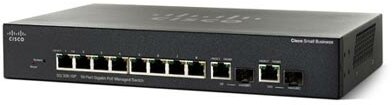 Cisco SG300-10 8 LAN 10/100/1000Mbps, 2 miniGBIC menedzselhető rack switch