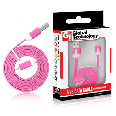 GT USB-Micro USB lapos rózsaszín kábel