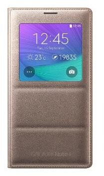 Samsung Galaxy Note 4 gyári S-View flip tok, EF-CN910BE, aranybarna