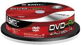 Emtec DVD-RW Újraírható DVD lemez Hengerdoboz 10 db
