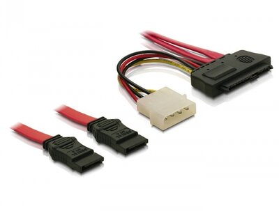 Delock SAS 29 tűs - 2db SATA kábel (SFF 8482 - 2db SATA) 50cm