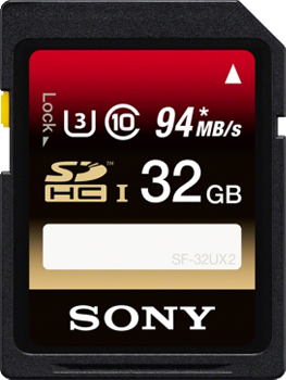 Sony SDHC 32GB CLASS 10 Memóriakártya, 94 Mb/s, 5 év garancia SF32UX2