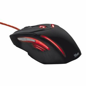 Trust Egér Gamer - GXT152 Illuminated (c.sz:19509; Optikai érzékelő; 600-2400DPI; Vörös világítás; gumizot külső;fekete)