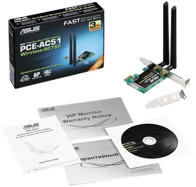 Asus PCE-AC51 AC750 Wireless PCIe Adapter