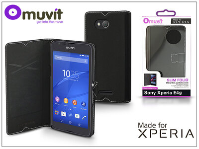 Muvit Slim Folio Sony Xperia E4G (E2003) flip tok Fekete