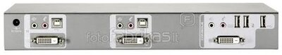 LevelOne KVM-0261 KVM switch & USB Hub (2 port, USB, audio, DVI, integrált kábel)