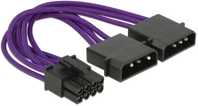 Delock 83705 PCI Express 8 tűs apa - 2 x 4 tűs apa textil bevonatú tápkábel Lila