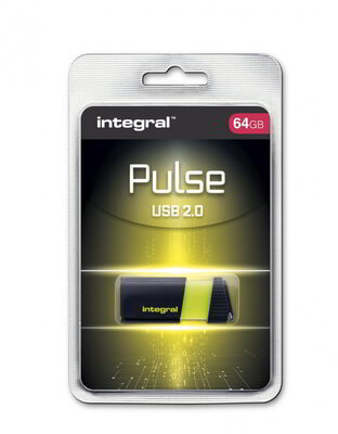 Integral 64GB Pulse USB 2.0 Pendrive - Fekete/sárga
