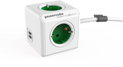 Powercube 1402GN/DEEUPC Hálózati elosztó USB aljzattal - Zöld/Fehér