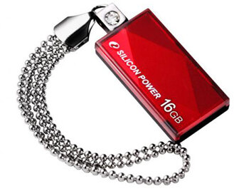 Silicon Power 16GB Touch 810  Piros USB2.0 Pen Drive (backup software, vízhatlan, swarovski kristály)