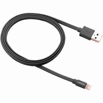Canyon MFI USB-lightning lapos töltő/adat kábel 1m - sötét szürke