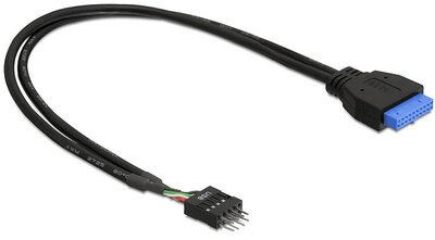 Delock 83791 USB 3.0 csatlakozúhüvely - USB 2.0 tűs csatlakozófej kábel 45 cm - Fekete