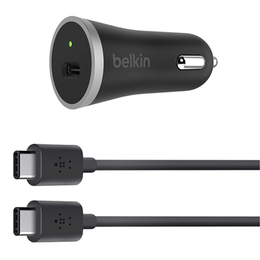Belkin USB-C Autós töltő + USB-C kábel - Fekete (5V / 1 A)