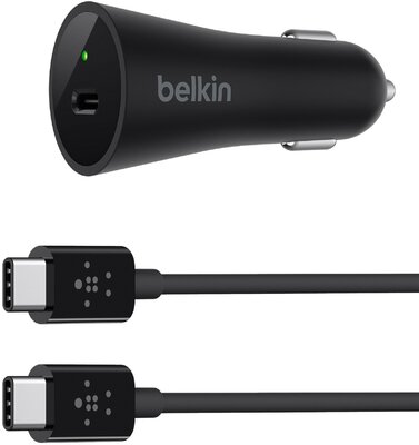 Belkin USB-C Autós töltő + USB-C Kábel - Fekete (27V / 3A)