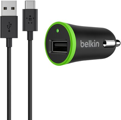 Belkin Univerzális Autós töltő + USB-C - USB-A Kábel - Fekete (12V / 2,1A)