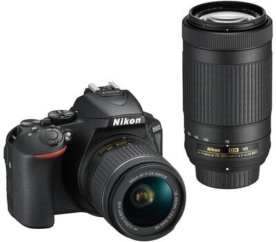 Nikon D5600 + AF-P 18-55 DX VR + AF-P 70-300 VR kit fekete digitális tükörreflexes fényképezőgép