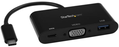 Startech CDP2VGAUACP USB-C - VGA + USB-A + USB-C Adapter - Fekete