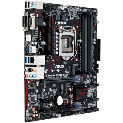 ASUS PRIME B250M-PLUS, LGA1151, Intel B250, 4xDDR4, Max:2133/2400MHz, Max:64GB, VGA, 1xPCIE16 3.0, 1xPCIE4, 1xPCIE1, 6xSATA3, 2xUSB, 3xUSB3, 1xUSB3.1C, DVI, HDMI, 7.1, Gigabit, PS2:1, Micro-ATX, 2xM.2