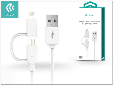 Devia Smart 2in1 USB 1.0 USB - micro USB + Lightning kábel 1m - Fehér