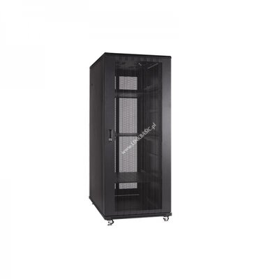 Linkbasic rack cabinet 19" 27U 600x1000mm perforált fém ajtó, fekete