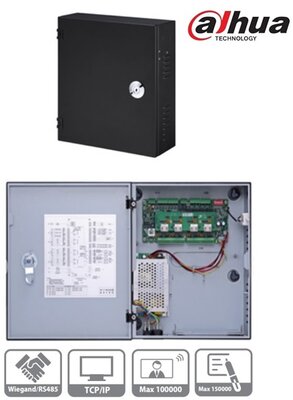 Dahua ASC1202C beléptető rendszer központ, 2 olvasó bemenet, I/O, 1x RJ45, zárható fém dobozban, tápegységgel