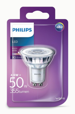Philips LED Spot izzó 4.6W 355lm 2700K GU10 -Meleg fehér
