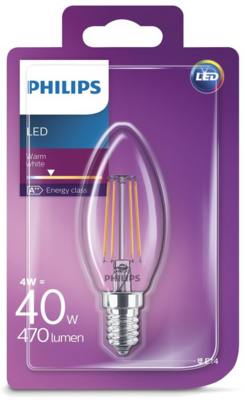 Philips LED Gyertya izzó 4W 470lm 2700K E14 -Meleg fehér