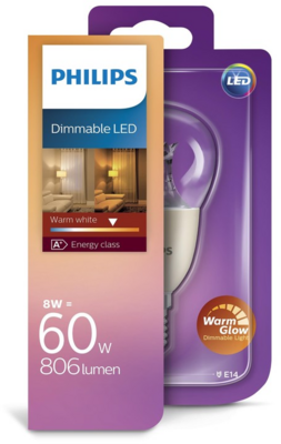 Philips LED Kisgömb izzó 8W 806lm 2700K E14 -Meleg fehér
