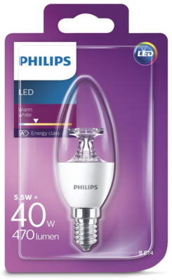 Philips LED Gyertya izzó 5.5W 470lm 2700K E14 -Meleg fehér
