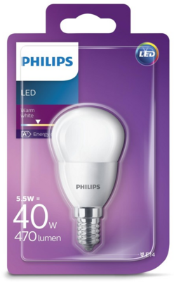 Philips LED Kisgömb izzó 5.5W 470lm 2700K E14 -Meleg fehér