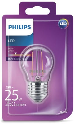 Philips LED Kisgömb izzó 2W 250lm 2700K E27 -Meleg fehér