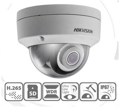 Hikvision DS-2CD2155FWD-I IP Dome kamera, kültéri, 5MP, 2,8mm, H265, IP67, EXIR30m, D&N(ICR), 3DNR, WDR, SD, PoE, IK10