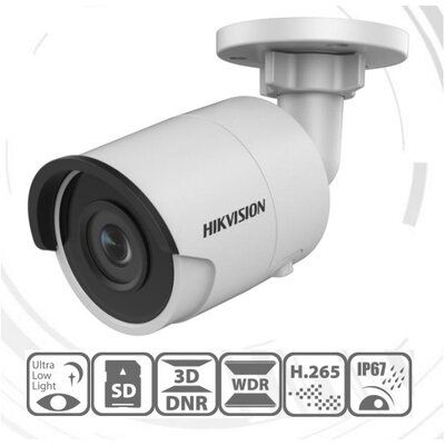 Hikvision DS-2CD2025FWD-I IP Bulett kamera, kültéri, 2MP, 4mm, H265/H265+, IP67, EXIR30m, D&N(ICR), 3DNR, WDR, SD, PoE