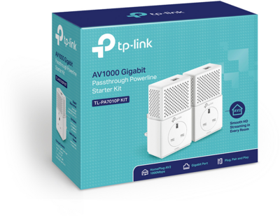 TP-Link TL-PA7010P-KIT AV1000 HomePlug AV2 Passthrough Powerline Starter KIT