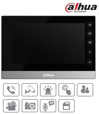 Dahua VTH1510CH IP video kaputelefon beltéri egység, 7" touch screen, SD, I/O, RS485, fehér, 12VDC