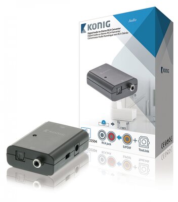 König KNACO2504 Toslink+RCA - RCA Konverter (1x Toslink anya + 1x RCA anya - 2x RCA anya) Sötétszürke