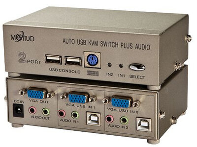 M-CAB KVM0819 2 portos KVM switch VGA, USB, AUDIO csatlakozóval