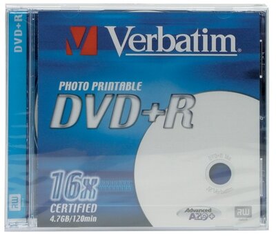 VERBATIM DVD+R 4.7Gb nyomtatható, normál tokban