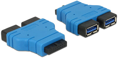 Delock 65670 USB 3.0 tűfejes anya - 2 x USB 3.0 A anya adapter - Kék