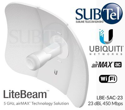 Ubiquiti LiteBeam AC 23dBi 5GHz 802.11ac MIMO 2x2 TDMA, Gigabit PoE, CPE