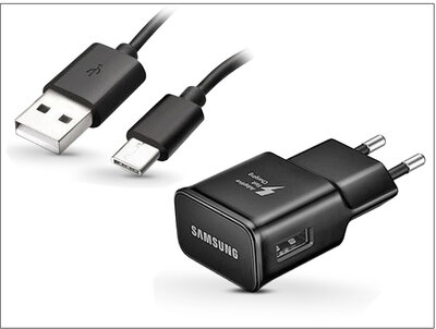 Samsung SAM-0817 USB hálózati töltő adapter + USB Type-C adatkábel (5V/2A) Fekete