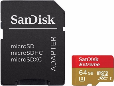 Sandisk Extreme 64GB MicroSDXC UHS-I memóriakártya + Adapter